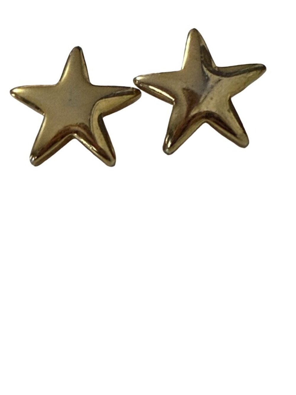 Vintage 1980s Gold Tone Puffy Star Pierced Earrings Made in USA 1"